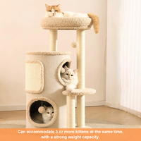Arbre à chat multi-niveaux de luxe moderne de 92 cm avec double condo et perchoir en peluche pour la décoration de maisons multi-chats