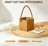 Eco Friendly Mini Kraft Paper Gift Box With Cotton Rope Handle Portable Succulent Plant Packaging Box Wedding Birthday Party