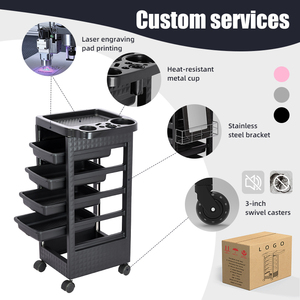 Carrito Rodante de Salón con 4 Cajones, Ruedas Giratorias de 360°, Diseño Moderno, Carrito de Belleza con Soporte para Herramientas para Uso Doméstico, Peluquería, Hotel - Product Image 6