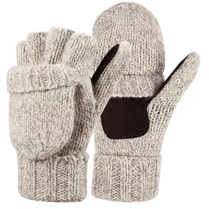 冬季羊毛无指保温保暖可转换连指手套翻盖男女保暖手套