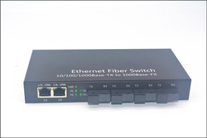 Convertisseur de média fibre optique Gigabit 4 ports avec 2 ports Ethernet RJ45, ports fibre optique SC fixes 3-80 km, commutateur fibre optique monomode - Product Image 2