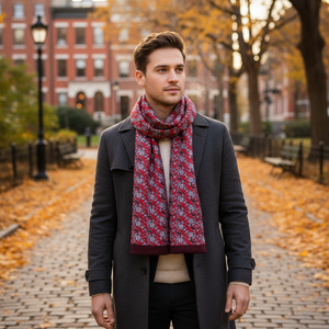 Bufanda de doble cara de tejido de lana con estampado de cachemira roja para hombre, talla única - Product Image 3