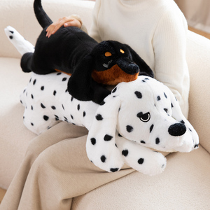 Peluche Realistico di Bassotto e Dalmata Sdraiati, Morbido Cane <span class=keywords><strong>a</strong></span> Salsiccia Maculato, Cucciolo Imbottito, Cuscino per Dormire - Product Image 5