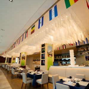 Custom Modern Flowing White Panel Stainless Steel LED Chandelier Linear Pendant <strong>Light</strong> Dimmable Hotel Restaurant Ceiling Lighting - Product Image 5