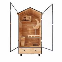 Villa panoramique pour chats en bois massif, meubles multi-niveaux pour chatons, enclos en verre, poteau en sisal, échelle, frein à roulettes, serrure à clé, vente en gros