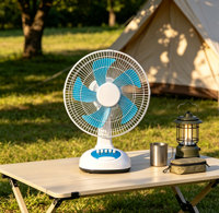 Ventilateur de table 12 pouces 15W rechargeable à commande numérique, ventilateur solaire avec chargeur USB pour téléphone et veilleuse, pour extérieur, maison et jardin