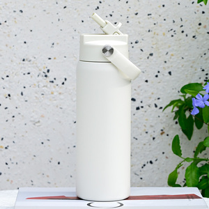 Premium 24oz Powder Coated Metal One-handed Water Bottle Vacuum Insulated Sports <b>Flask</b> for Yoga Workout - Product Image 1