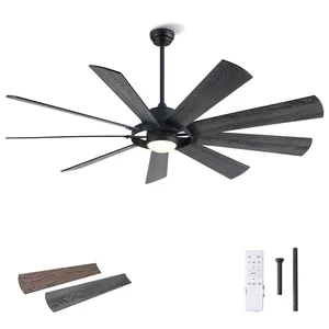 Farmhouse Decorative 52 Inch 5 Blades Remote Dc Motor Led Ceiling Fan 72 Inch Rustic Style Ceiling Fans With Light