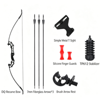 Ensemble d'arc recurve en fibre de verre haute durabilité et ergonomique, 135 cm, kit de tir à l'arc de chasse en extérieur pour adultes et adolescents