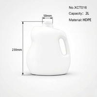 Bouteille en plastique HDPE personnalisée de 2 L pour détergent et blanchiment, avec poignée de transport et bec verseur