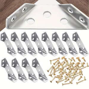 Supports triangulaires en acier inoxydable, 12 pièces, avec vis, pour renforcement des coins de meubles, utilisation en intérieur - Product Image 1