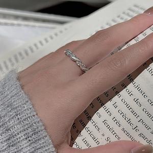 Anillo de Plata Pura S925 con Patrón Trenzado Cepillado, Diseño de Nicho, Simple, Moderno, Eterno, Medieval, Vintage, Microincrustado, Boca Abierta - Product Image 3