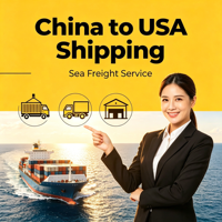 Transport maritime porte-à-porte DDP de Chine vers les États-Unis pour la livraison aux entrepôts Amazon FBA avec un transit de 4 à 8 jours et une assurance à 0,30 %