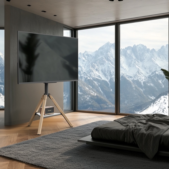 Adjustable Swivel Tripod Corner TV Stand for 40-75 Inches With Marble Shelf