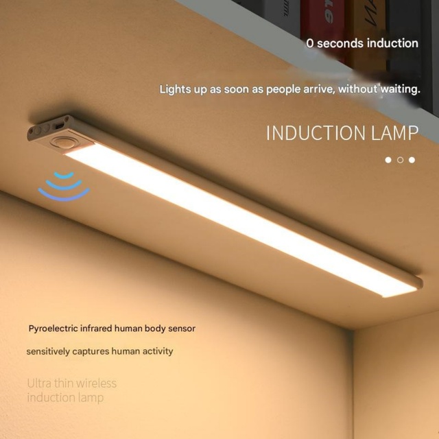 Ultra Thin Smart Rechargeable Motion Sensor Light Magnetic Adhesive Linear LED Strip Light for Wardrobes Cabinet Wine Cabinet