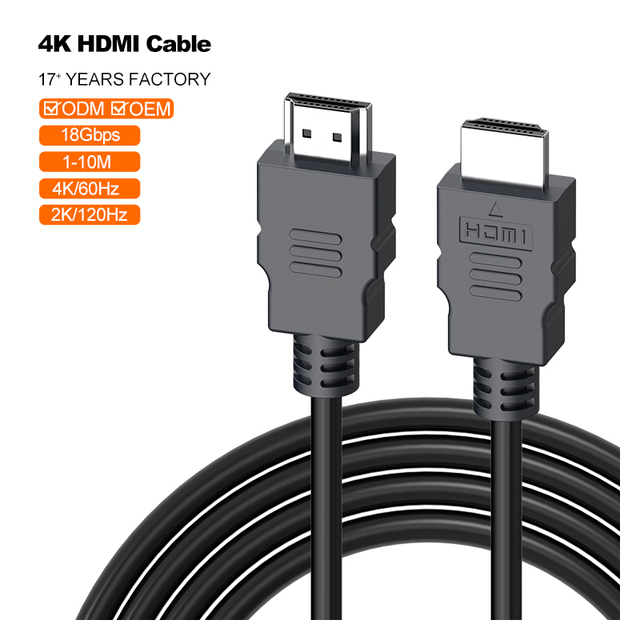 OEM /ODM Factory Durable Anti-interference 4K 2.0 HDMI Cable 10m High Speed Copper Wire HDCP Supported Home Office Cable