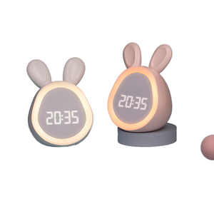 Nouvelle Lampe Réveil LED Intelligente Mini Mignonne en Forme de <span class=keywords><strong>Lapin</strong></span> Rond en ABS, Style Dessin Animé Moderne, pour Enfants et Étudiants, <span class=keywords><strong>Veilleuse</strong></span> de Nuit - Product Image 5
