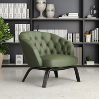 Fauteuil de salon moderne en cuir marron chaise Chesterfield de salon durable pour les loisirs