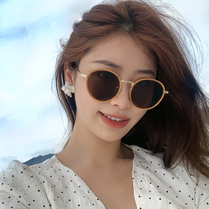 Gafas de sol Qianai con montura redonda, gafas de sol negras de plástico y metal UV400, gafas de moda para mujer, tipo 3, H1-6038 - Product Image 2