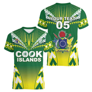 Alibaba-China-wholesale New Arrivalz Venta caliente al por mayor Custom Cook Islands Rugby Custom Women V-Neck T-Shirt the Kukis Go Champions Womens T-shirt - Product Image 3