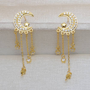 Boucles d'oreilles en argent S925 avec étoile et perle pour femme, accessoires asymétriques, clous d'oreille, bricolage, semi-finis, plateau vide 1010, boucles d'oreilles tendance - Product Image 3