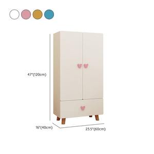 خزانة ملابس أطفال بيضاء مخصصة، منتج رائج، درج واحد، رفين، بابان، قضيب تعليق ملابس، مصنوعة من مادة MDF متينة للاستخدام في غرفة النوم - Product Image 5