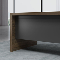 Bureau de direction en forme de L en bois de noyer de style traditionnel moderne, facile à assembler, durable, design écologique pour les gestionnaires