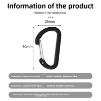 Mousqueton plat 40x25mm en alliage d'aluminium léger avec logo personnalisé, clip porte-clés EDC pour sac à dos, camping et auto