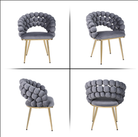 Chaise de salle à manger en velours bulle, design luxueux et nouveau, prix direct usine, avec structure dorée/noire, pour la salle à manger et l'ameublement de la maison.