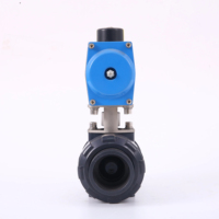 Vanne à boisseau sphérique électrique à double action 2 voies UPVC 15mm 20mm DN50 avec raccord union et retour à ressort, marque H Jiangsu