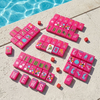 Set Mahjong Mewah Modern Amerika Warna Pink Terang Spring Safari 160-Piece, Ubin Plastik Tahan Lama, Desain Pop Art Kustom, Ramah Lingkungan