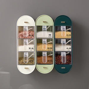 Wall Mounted Spice Rack Organizer No Drill Adhesive <strong>Kitchen</strong> Spice Jars Set With Gravity Dispenser Lids - Product Image 4