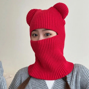 Bonnets en <span class=keywords><strong>tricot</strong></span> d'hiver F-2134 avec oreilles d'ours <span class=keywords><strong>pour</strong></span> le ski, bonnet <span class=keywords><strong>pour</strong></span> femmes et filles, bonnet de ski mignon, masque de ski, bonnet à un trou <span class=keywords><strong>pour</strong></span> les yeux, <span class=keywords><strong>snood</strong></span> en <span class=keywords><strong>tricot</strong></span> - Product Image 4