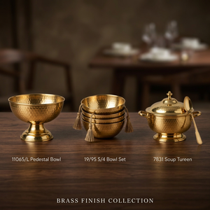 Luxury Gold Hammered Brass <b>Serving</b> <b>Bowl</b> Set Handmade Polished Metal Pedestal Tureen <b>with</b> <b>Lids</b> - Product Image 4