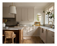 Armoire de rangement de cuisine intelligente en chêne blanc de style européen, armoire de cuisine modulaire avec îlot