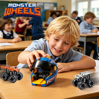 Mini voiture jouet en plastique à friction, modèle Helmet Ejector Blind Box, Monster Wheels, avec fonctions de recul et de cascades, véhicule tout-terrain, jouet surprise à lancer, cadeau pour garçons