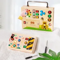 Juguete Educativo de Madera con Interruptor de Luz LED, Tablero Sensorial Multifuncional, Ecológico, Interactivo, para Viajes, para Niños Pequeños