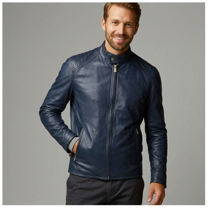 Veste en cuir matelassée pour homme, style motard, imperméable, respirante, coupe-vent, chaude, pour l'hiver - Product Image 1