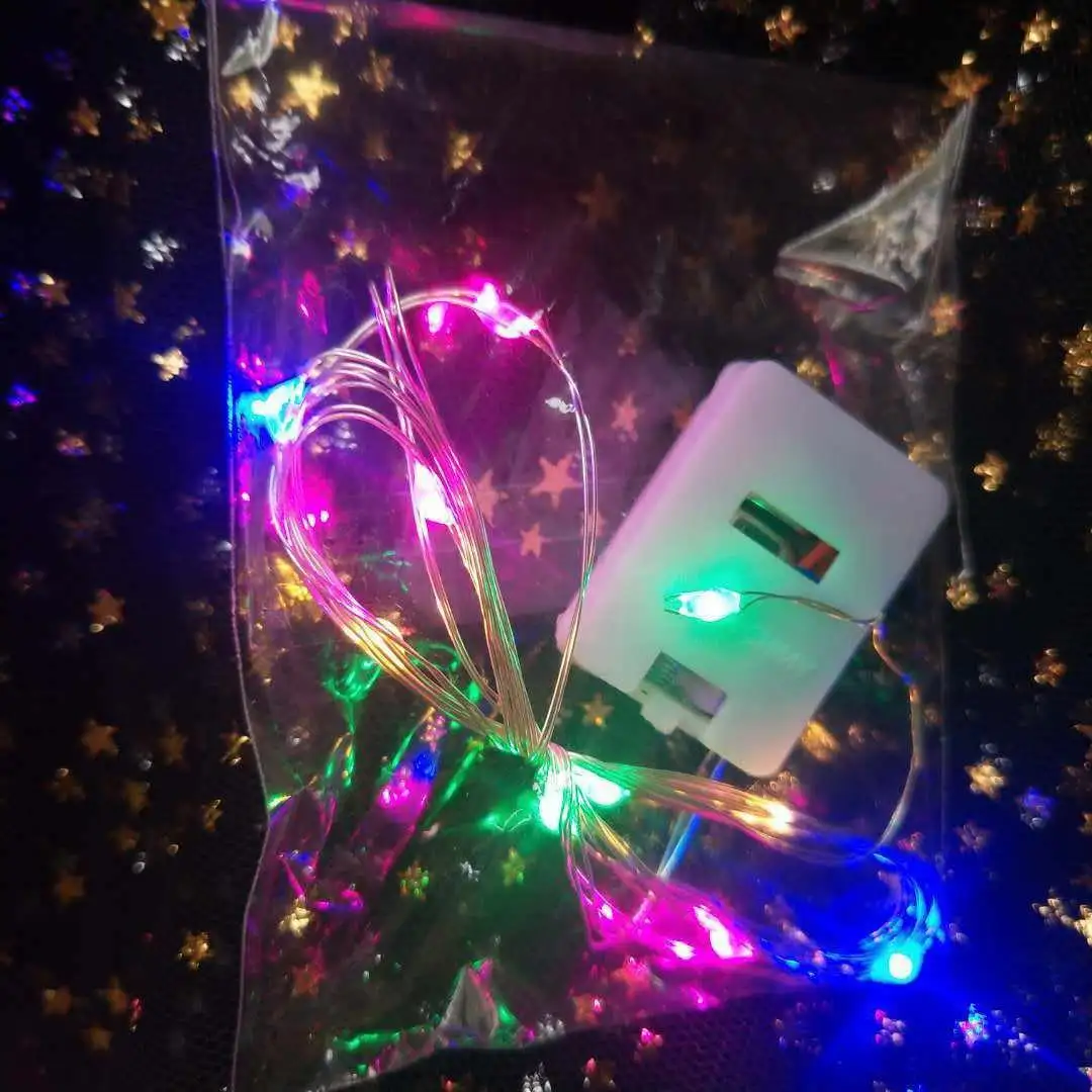 2022 LED Copper Wire String Light 3 Functions Flashing Mode 4.5 V Battery Box Multi Color Light for Holiday