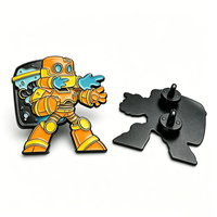 Épinglette personnalisée en émail dur, motif robot spatial de dessin animé orange, avec double attache en caoutchouc, pour les fans de jeux de science-fiction, objet de collection