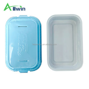 Conteneurs en feuille d'aluminium de marque OEM <span class=keywords><strong>Plateau</strong></span> de <span class=keywords><strong>repas</strong></span> en <span class=keywords><strong>avion</strong></span> à revêtement bleu blanc Conteneurs de restauration <span class=keywords><strong>Plateau</strong></span> d'aviation - Product Image 2