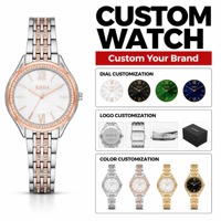 Montre personnalisée en acier inoxydable pour femme, montre à quartz, lunette en cristal or rose, plusieurs options de couleurs, OEM ODM