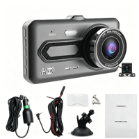 Promo Grosir Pabrik Mesin Hadiah Dash Cam Layar Sentuh 4-inci Kamera Ganda Sudut 130 Derajat Kotak Hitam Mobil 1080P Loop