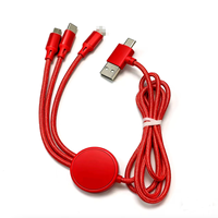 Câble de charge rapide 3-en-1 double entrée bleu compatible avec Type C pour smartphone, logo personnalisé, cadeau d'entreprise