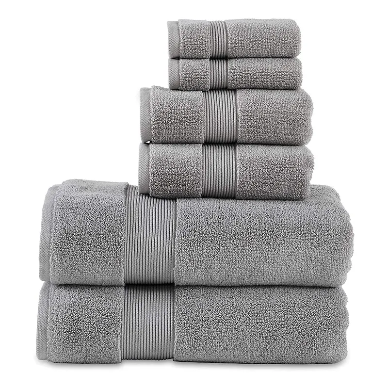 Conjunto de toalha 100% algodão, 6 peças, conjunto de toalha de luxo personalizado, venda imperdível
