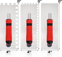 Lot de 3 truelles à béton, truelle crantée carrée en acier inoxydable, truelle de finition plate, kit d'outils manuels pour maçonnerie