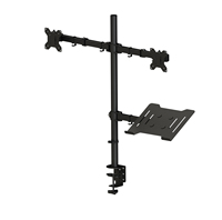 Support double écran pour ordinateur portable, bras pour moniteurs de 14 à 27 pouces, fixation murale, construction en acier, capacité de charge de 9 kg, inclinaison de 45°, rotation à 360°