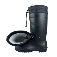 Bottes de sécurité CE en PVC imperméables unisexe, hauteur genou, avec embout et semelle anti-perforation en acier, pour l'industrie minière, doublure fourrée, idéales pour l'hiver et la pluie