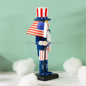 SPRING PLANTING 25cm American-style Flag-bearer Soldier <b>Nutcracker</b> - Christmas Decoration Wooden Figure Christmas Decoration - Product Image 3