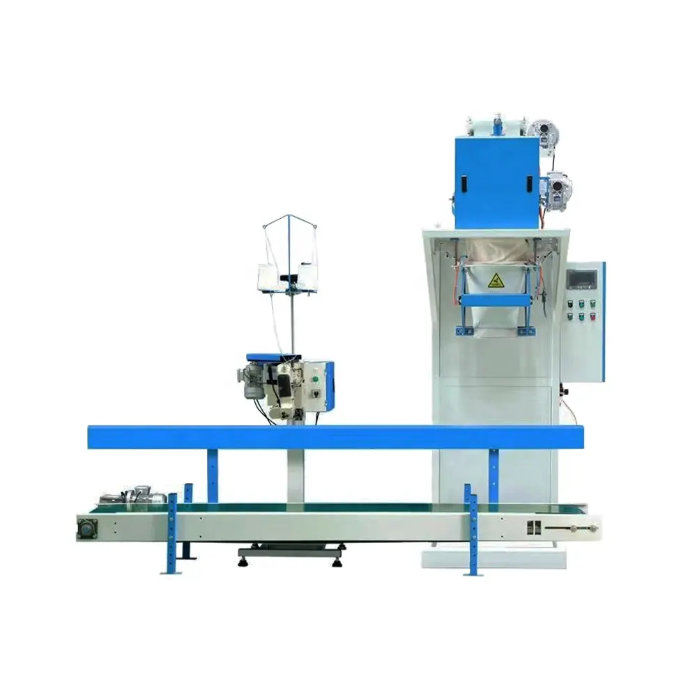 50kg fertilizer packing machine weighing filling for fertilizer/seeds/snack/feeds with bag sewing closer